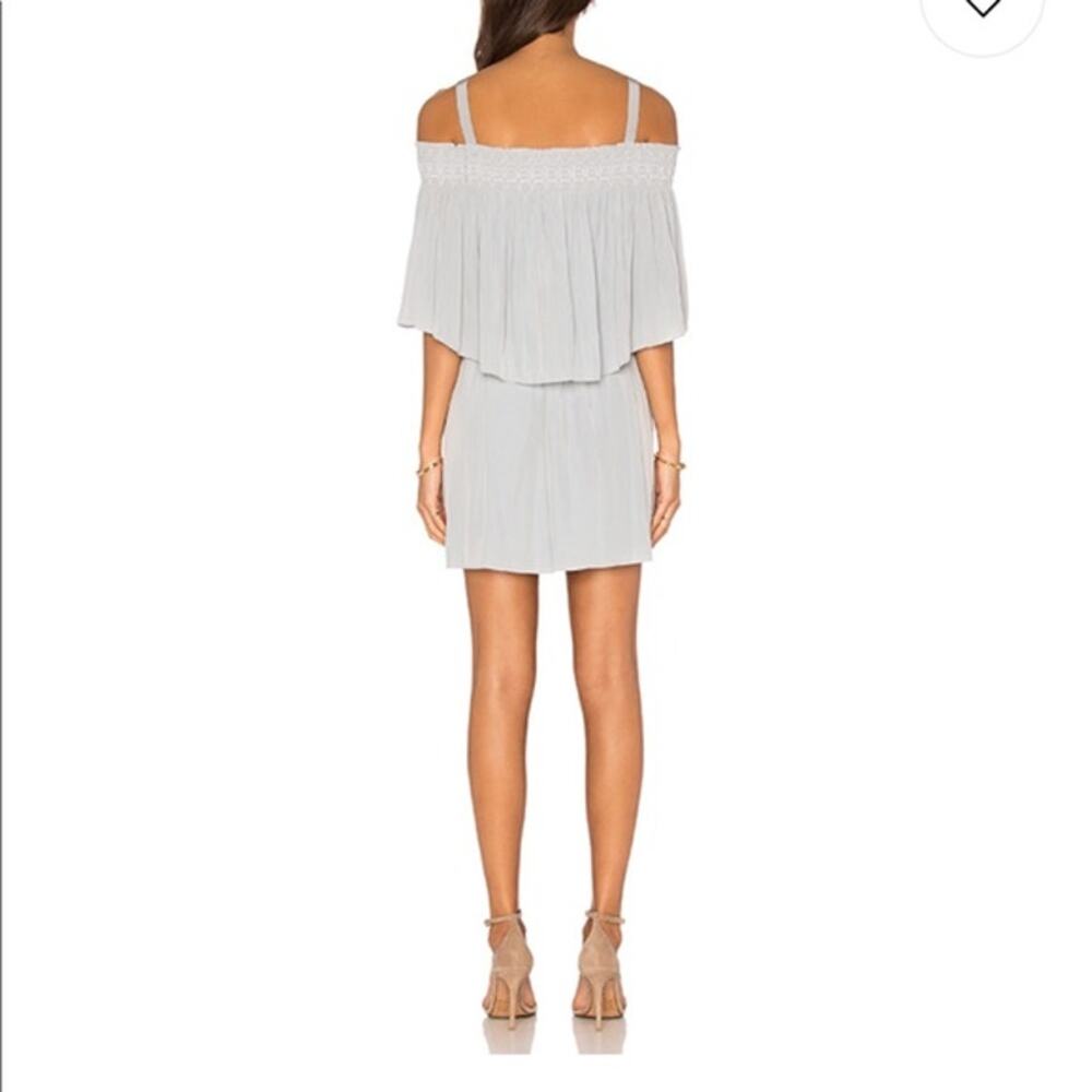 Ramy Brook Dress Womens Small Sadie Mini Ruffle Tiered Satin Silver Revolve - Picture 2 of 12